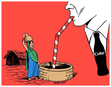 நாடெங்கும் தண்ணீர்ப் பஞ்சம் தலைவிரித்தாடும் போதும் ஆறுகளையும் நிலத்தடி நீரையும் கோக்கிற்கு வாரிக் கொடுக்கிறது அரசு