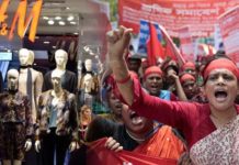 h&m shirt and workers protest