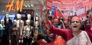 h&m shirt and workers protest