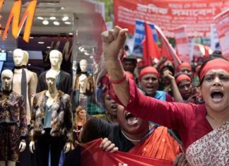 h&m shirt and workers protest