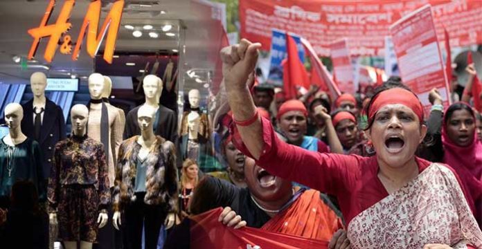 h&m shirt and workers protest