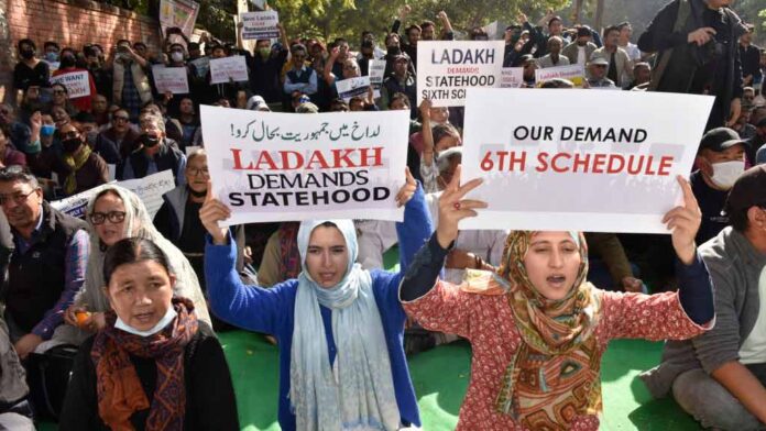 Ladakh-statehood-protest-6th-schedule-potest